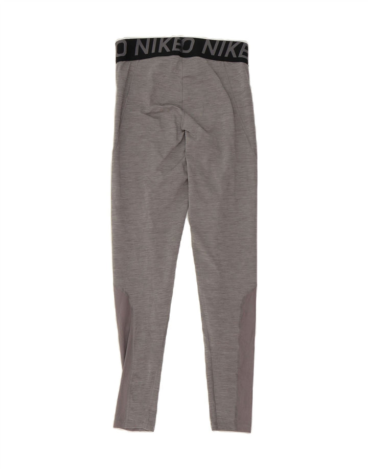 NIKE Womens Dri Fit Graphic Leggings UK 12 Medium  Grey Pinstripe Vintage Nike and Second-Hand Nike from Messina Hembry 