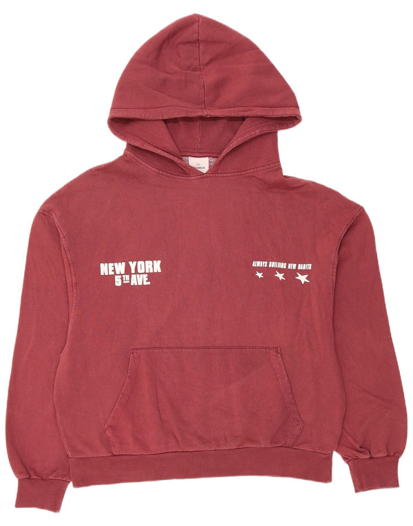 Женский джемпер с капюшоном Pull & Bear Oversized UK 14, средний бордовый