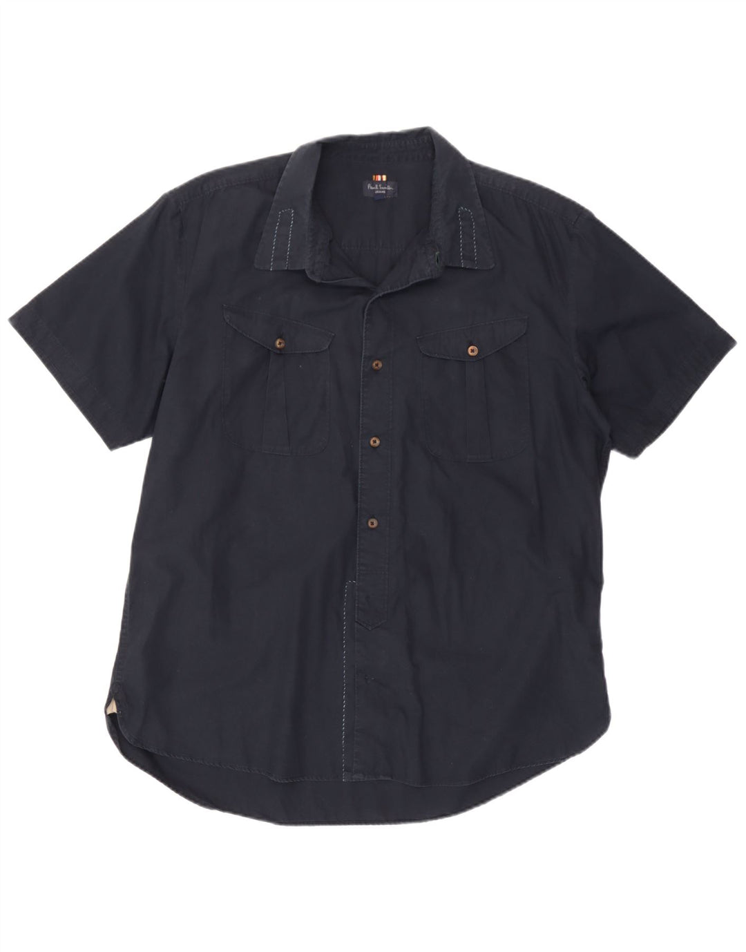 Мужская рубашка Paul Smith с коротким рукавом 2XL темно-синяя, хлопок