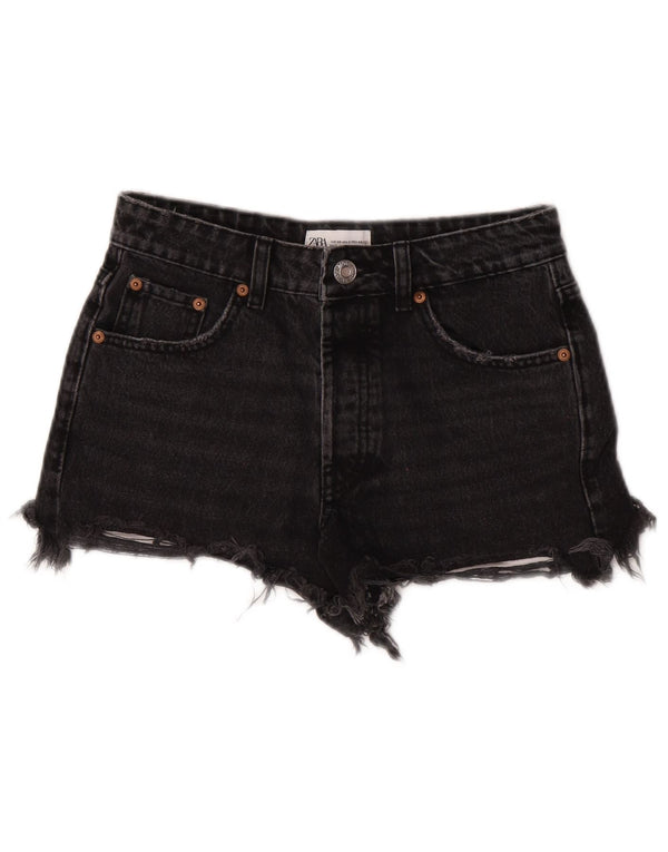 Женские джинсовые шорты Zara с высокой талией EU 34 2XS W24 Серые