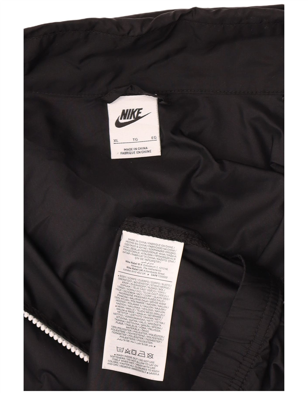 Мужская дождевик с капюшоном Nike XL, черный нейлон