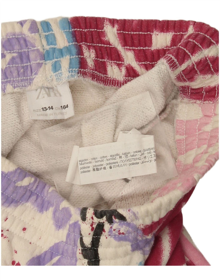 ZARA Спортивный костюм с графическим рисунком для девочек Брюки для бега на 13–14 лет, белый хлопок