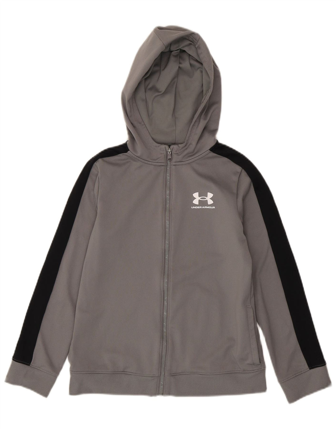 Свитер с капюшоном на молнии для мальчиков Under Armour, 9–10 лет, средний серый цвет с цветными блоками