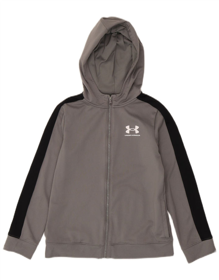 Свитер с капюшоном на молнии для мальчиков Under Armour, 9–10 лет, средний серый цвет с цветными блоками