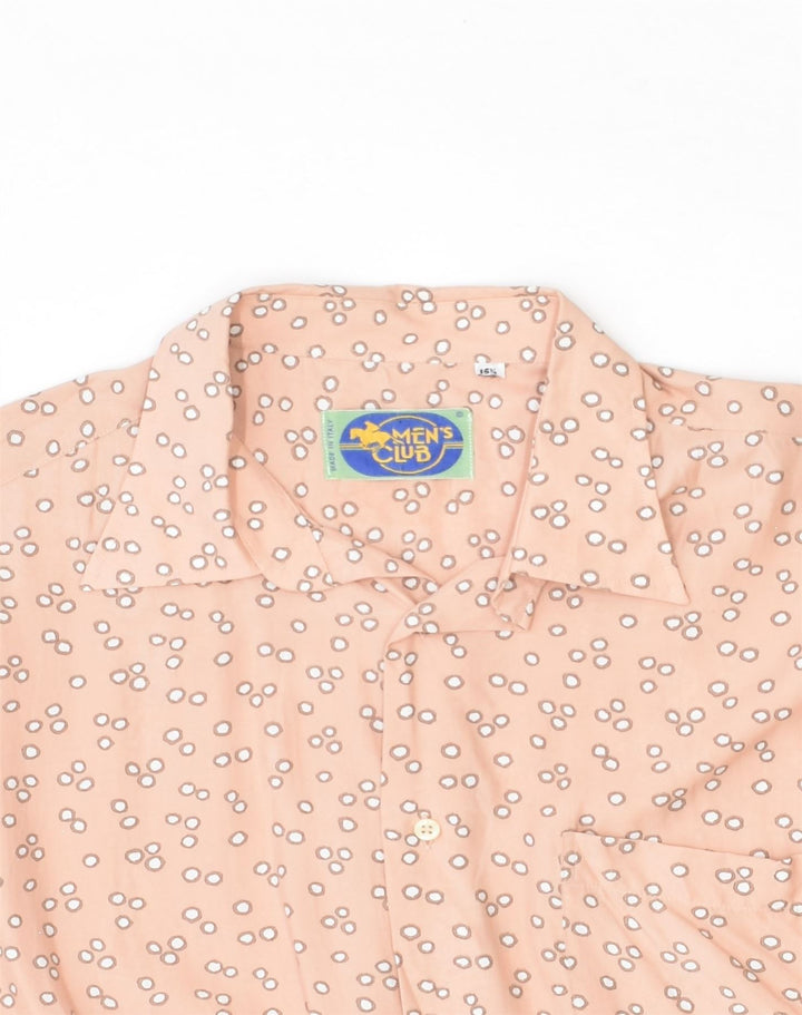 VINTAGE Mens Short Sleeve Shirt Size 15 1/2 Medium Orange Spotted | Vintage Vintage | Thrift | Second-Hand Vintage | Used Clothing | Messina Hembry 