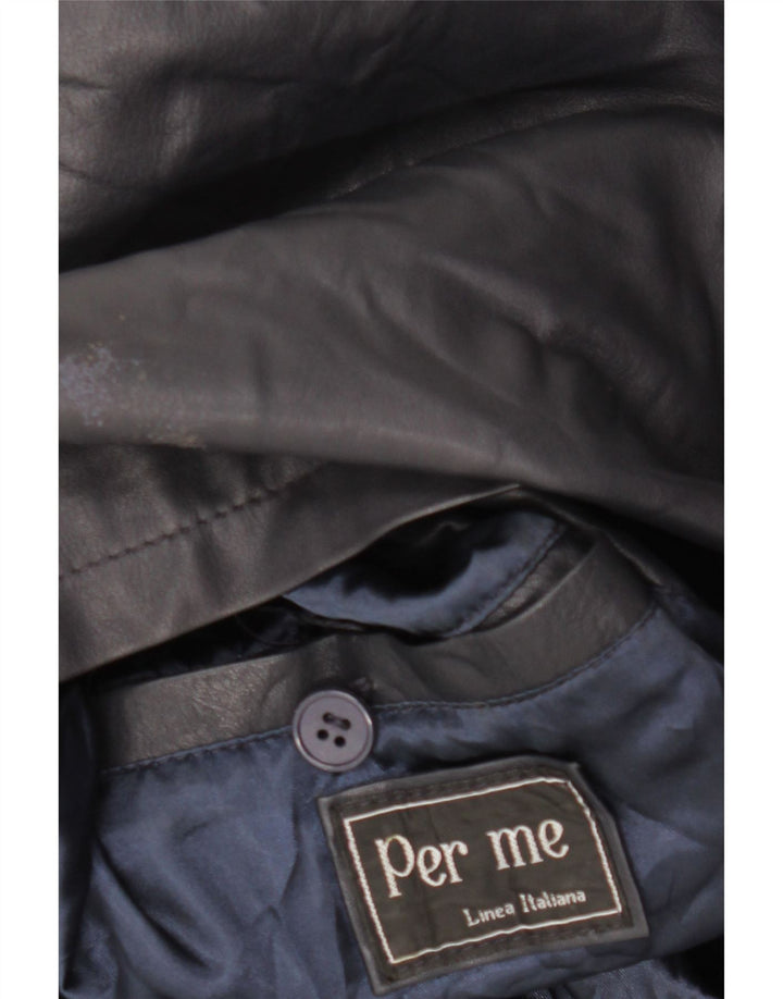 Женская кожаная куртка PER ME UK 22 2XL, черная кожа