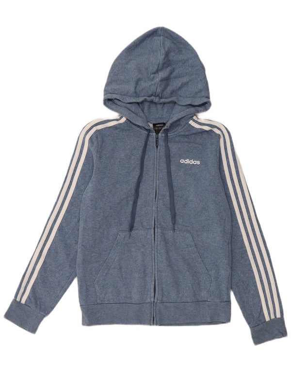 Женский свитер с капюшоном на молнии Adidas UK 8/10, маленький синий, хлопок