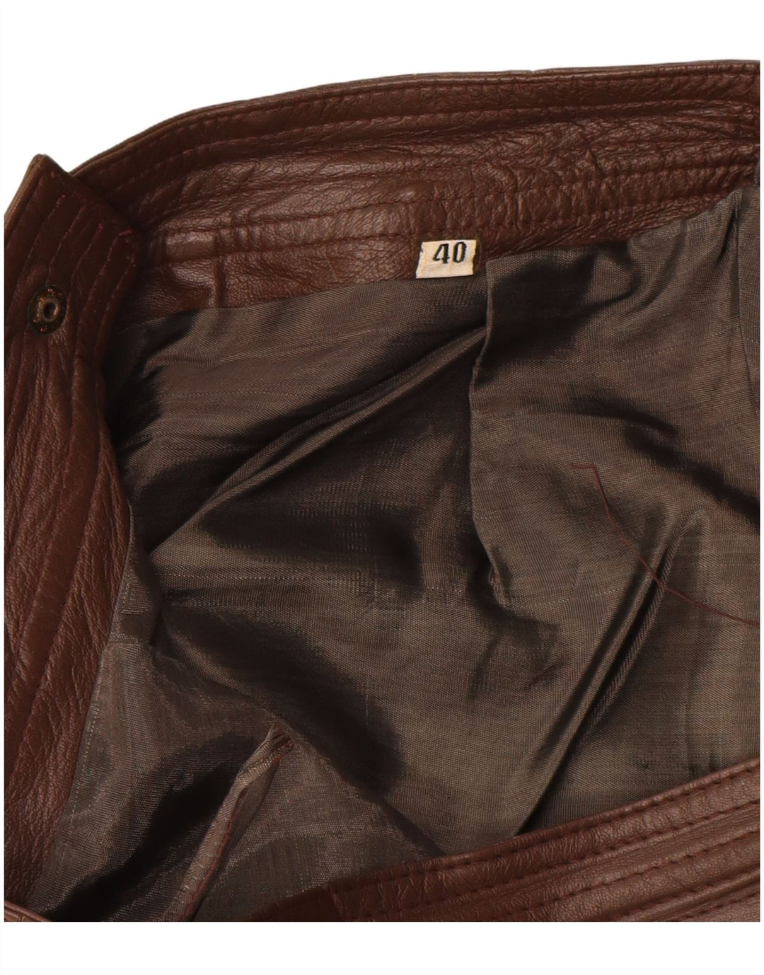 Юбка-карандаш женская VINTAGE IT 40, маленькая W28, коричневая кожа