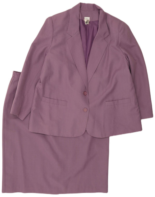 Винтажный женский комплект из 2 пуговиц с юбкой, Великобритания, 22, 3XL, W42, фиолетовый, полиэстер