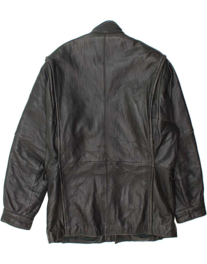 VINTAGE Mens Loose Fit Leather Jacket IT 48 Medium Black Vintage Vintage and Second-Hand Vintage from Messina Hembry 