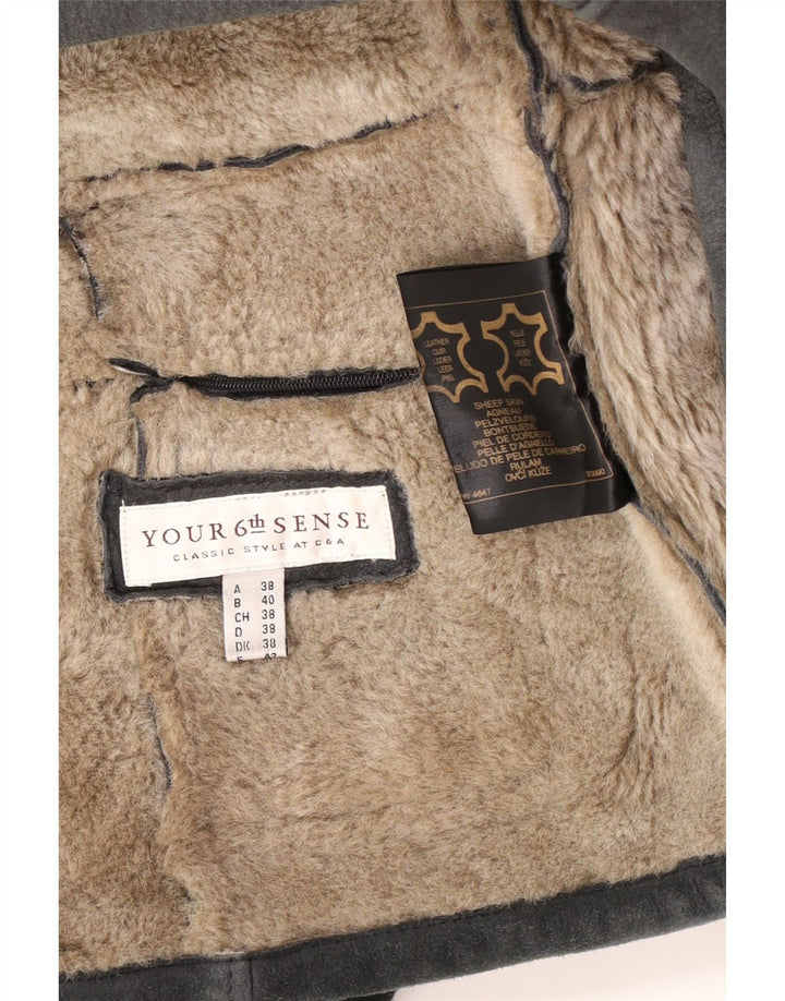 Женская короткая дубленка Your Sixth Sense UK 18 XL Серая кожаная
