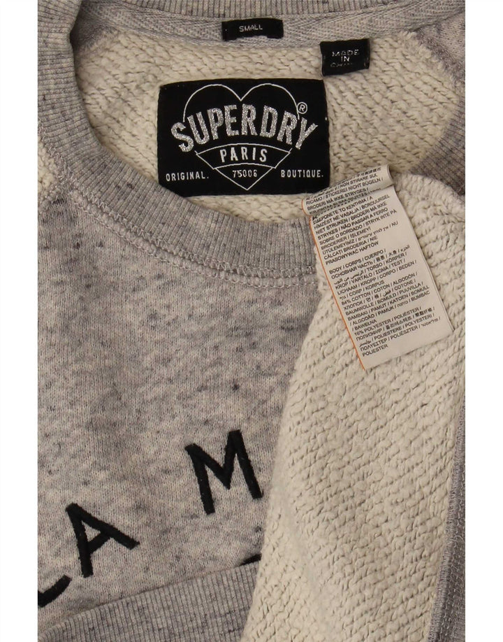Женский свитер с рисунком Superdry UK 10, маленький серый с цветными блоками