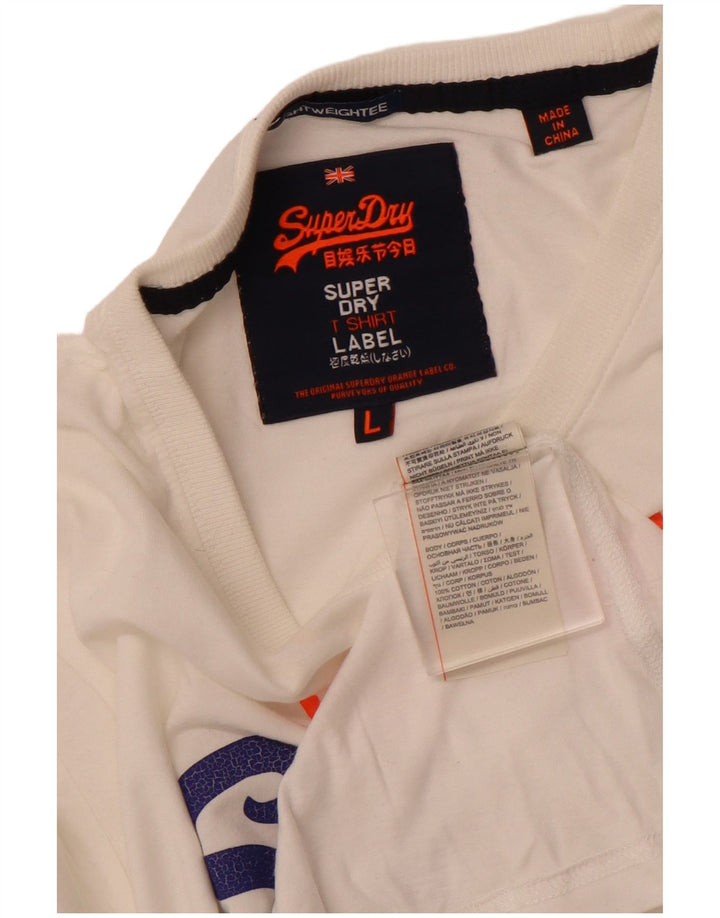 SUPERDRY Мужская футболка с рисунком, большой белый хлопок