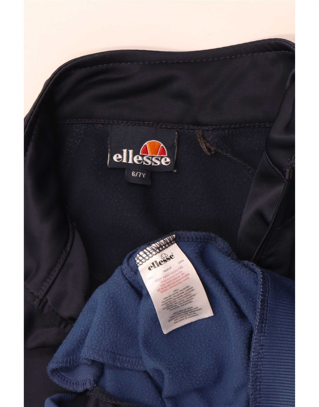 Полный спортивный костюм Ellesse для мальчиков 6–7 лет, темно-синий, полиэстер с цветными блоками