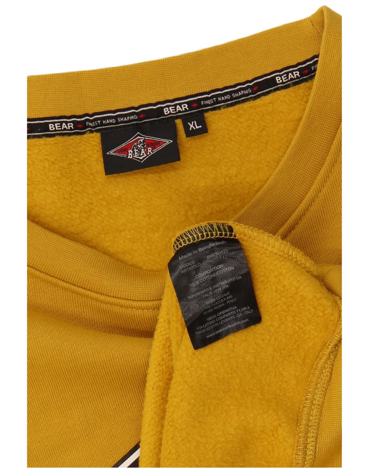 BEAR Mens Graphic Sweatshirt Jumper XL Yellow Cotton