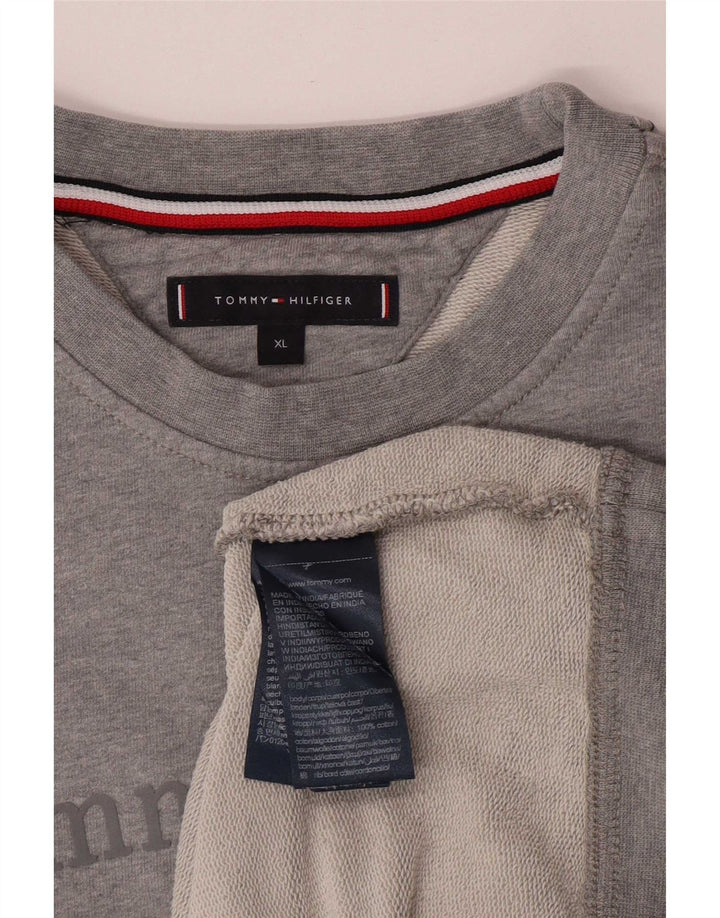 Мужской свитшот с рисунком Tommy Hilfiger, XL, серый хлопок
