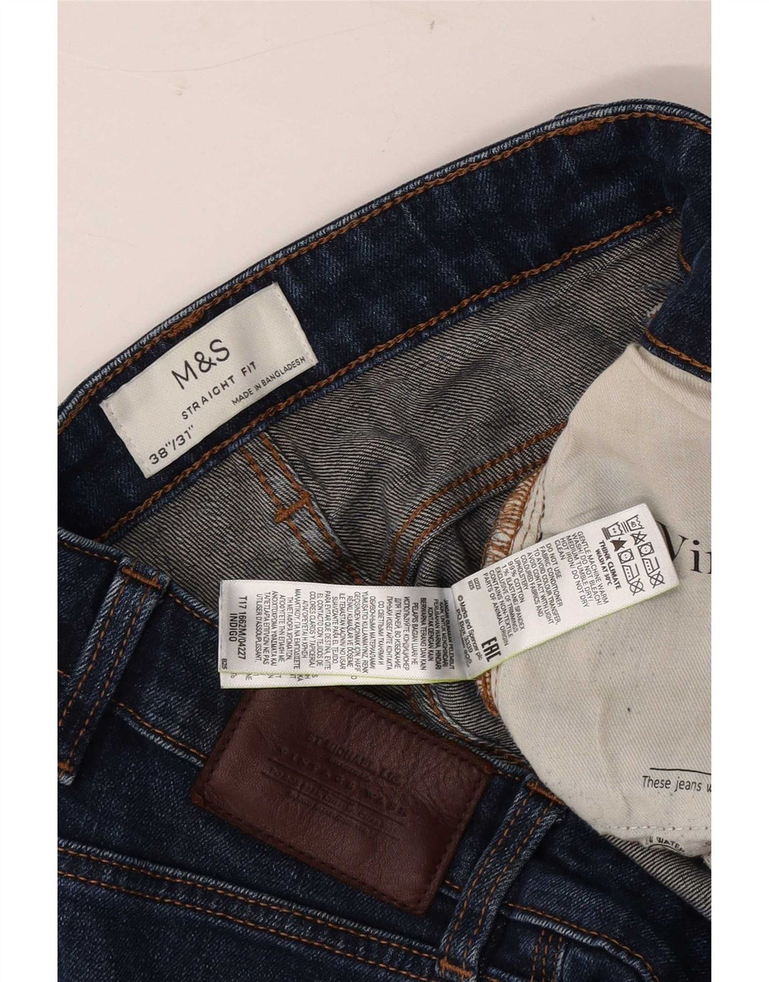 Мужские прямые джинсы Marks & Spencer W38 L31 синие, хлопок