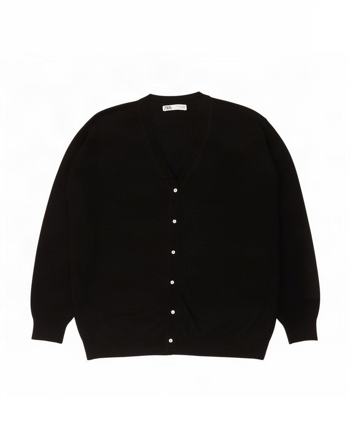 Женский свободный кардиган Zara UK 16, большой черный полиэстер