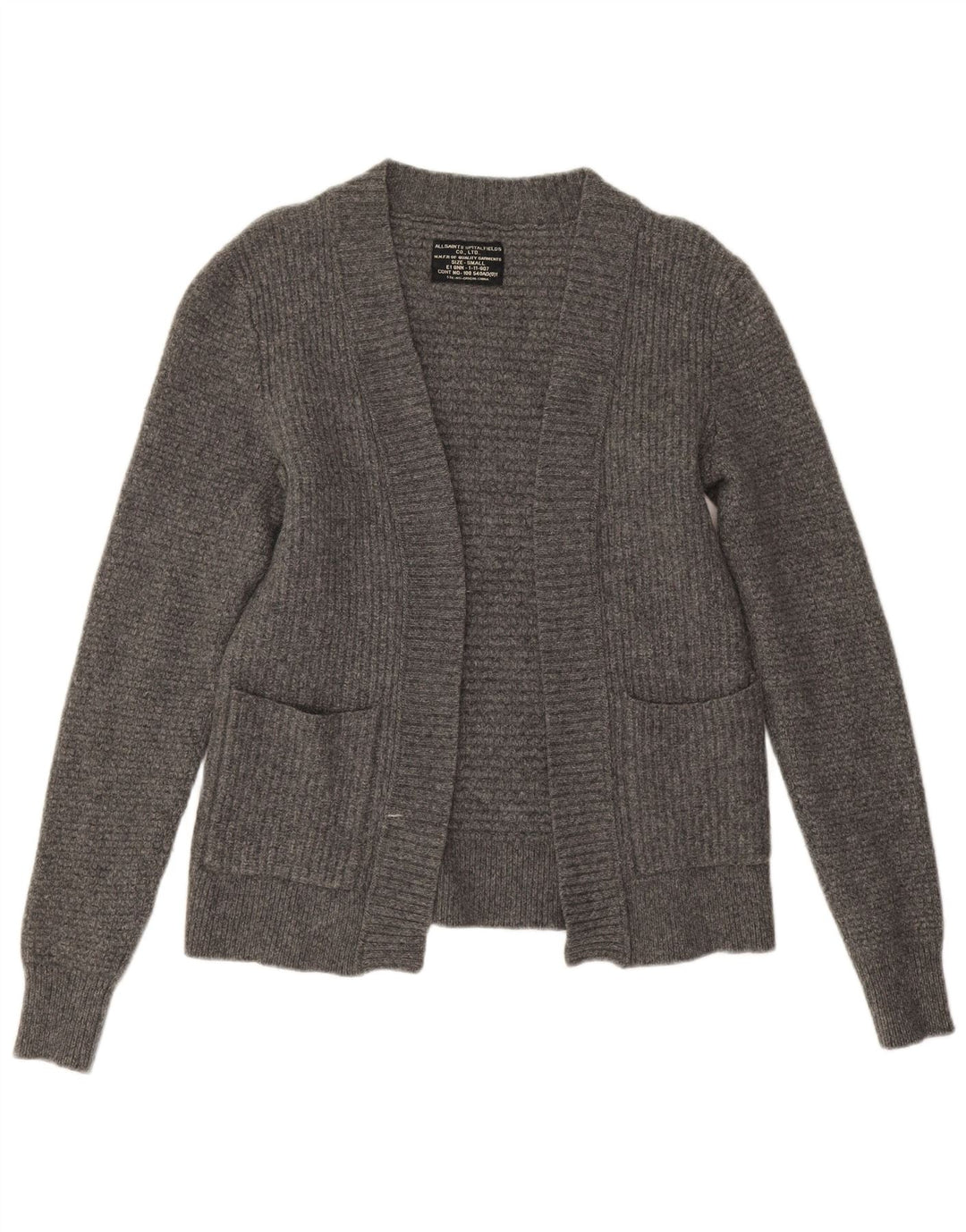 Женский открытый кардиган All Saints UK 10, маленький серый из овечьей шерсти