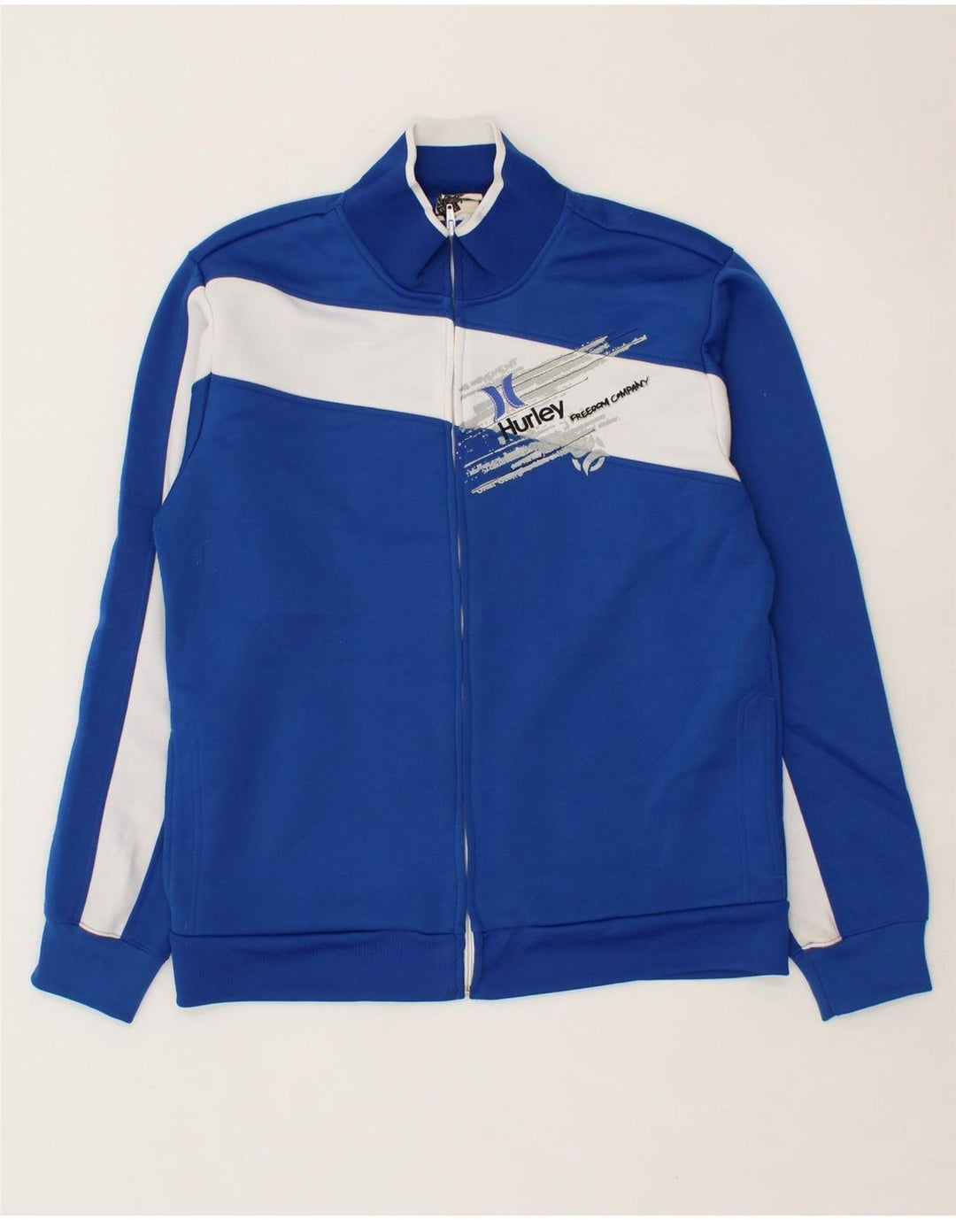 HURLEY Mens Graphic Tracksuit Top Jacket Large Blue Colourblock Polyester Vintage Hurley and Second-Hand Hurley from Messina Hembry 
