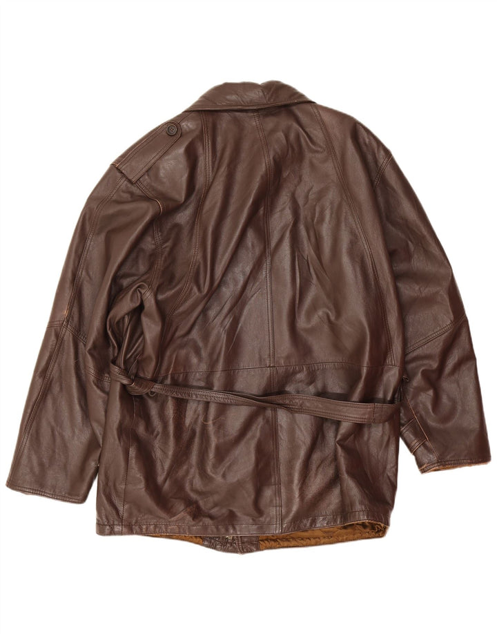 Винтажная мужская кожаная куртка в стиле милитари IT 52 XL Коричневая кожаная