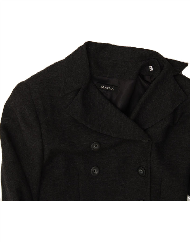 MAGIA Womens Double Breasted Blazer Jacket IT 42 Medium Grey Viscose Vintage Magia and Second-Hand Magia from Messina Hembry 