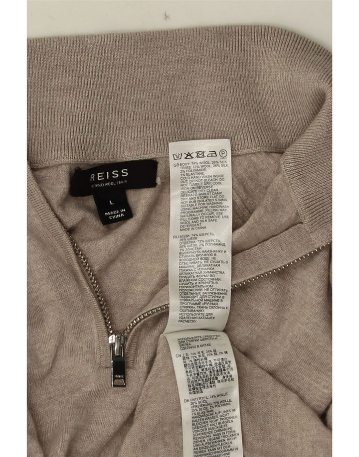 Мужской джемпер REISS с воротником на молнии, большой серый шерстяной свитер