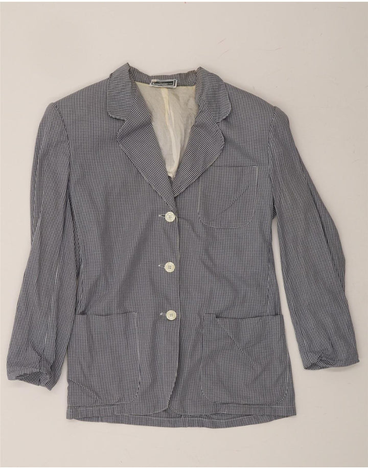 LUISA SPAGNOLI Womens Blazer Jacket IT 42 Medium Navy Blue Gingham Vintage Luisa Spagnoli and Second-Hand Luisa Spagnoli from Messina Hembry 