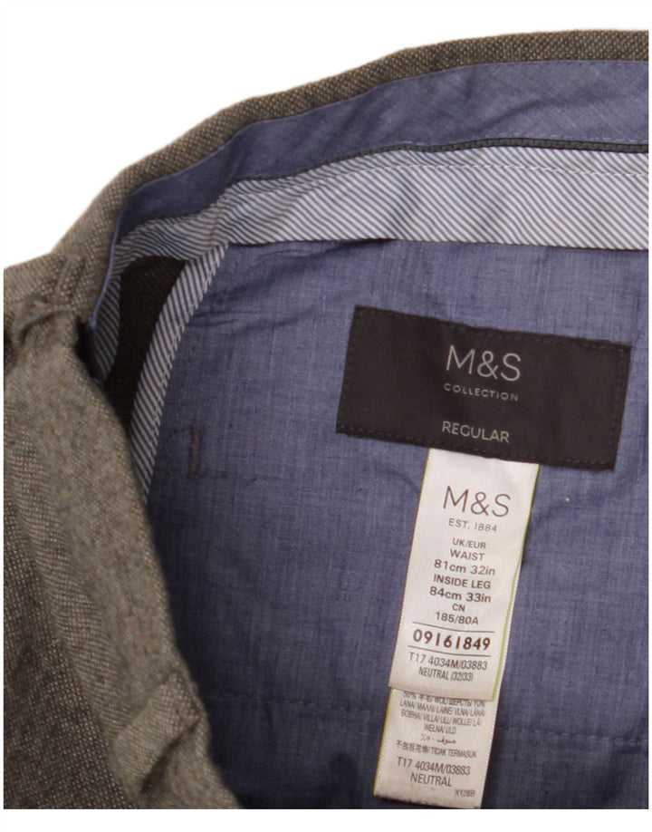Мужские прямые костюмные брюки Marks & Spencer W32 L33 серые из полиэстера