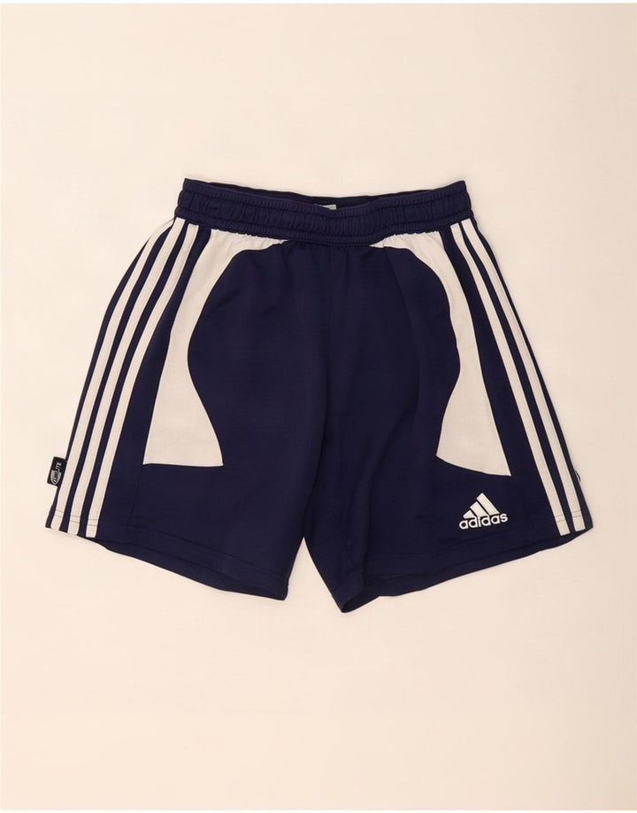 Мужские спортивные шорты Adidas Climalite среднего размера, темно-синие, полиэстер с цветными блоками