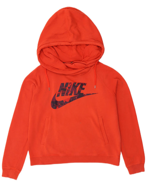 Женский джемпер с капюшоном свободного кроя Nike UK 14, хлопок среднего оранжевого цвета