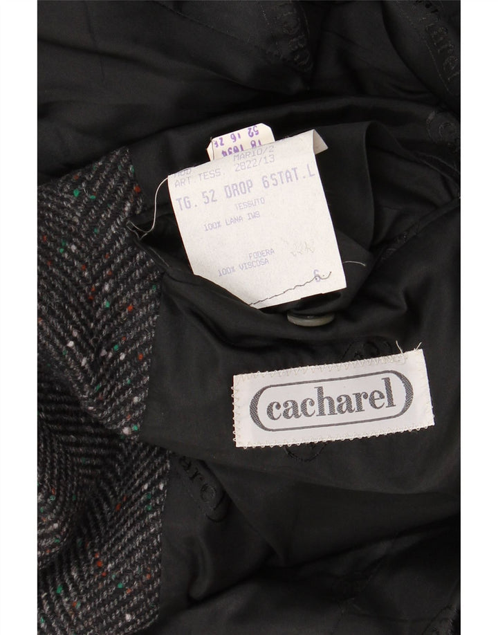 Мужской пиджак Cacharel на 2 пуговицах IT 52 XL, серый, шерсть с узором «в елочку»