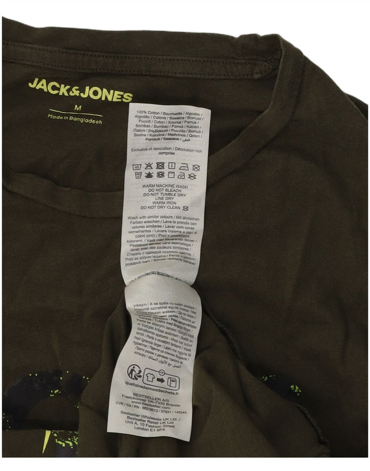 Мужская футболка с рисунком Jack & Jones из хлопка среднего цвета хаки