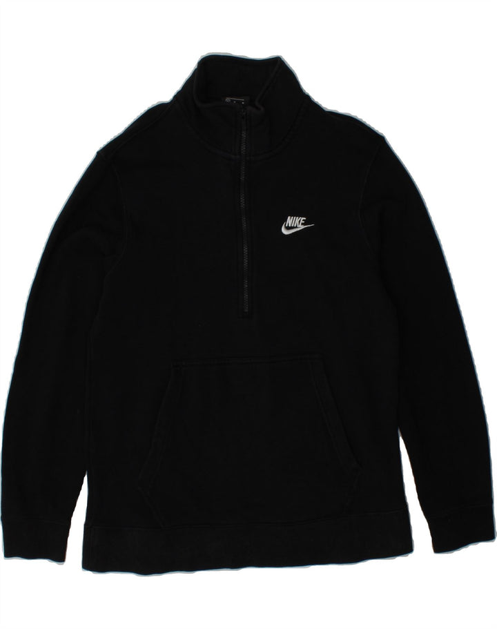NIKE Mens Zip Neck Sweatshirt Jumper Medium Black Cotton Vintage Nike and Second-Hand Nike from Messina Hembry 