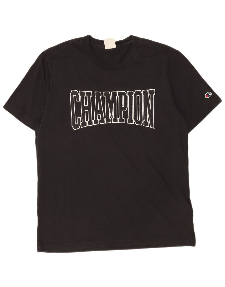 Мужская футболка с рисунком Champion, большая черная хлопковая футболка