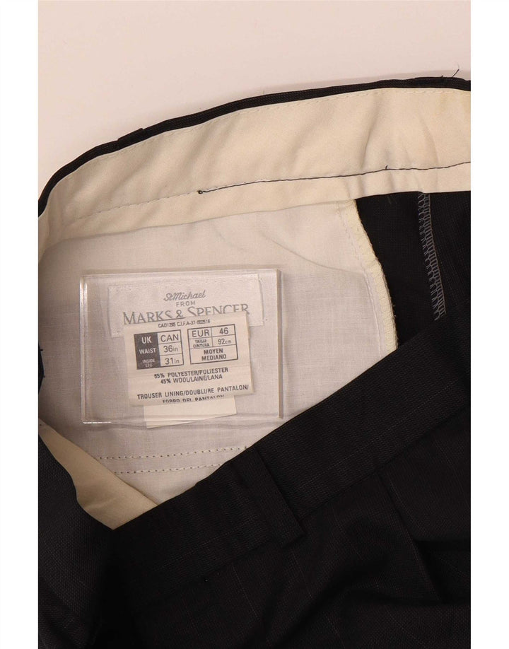 Мужские костюмные брюки Marks & Spencer W36 L31 темно-синие из полиэстера