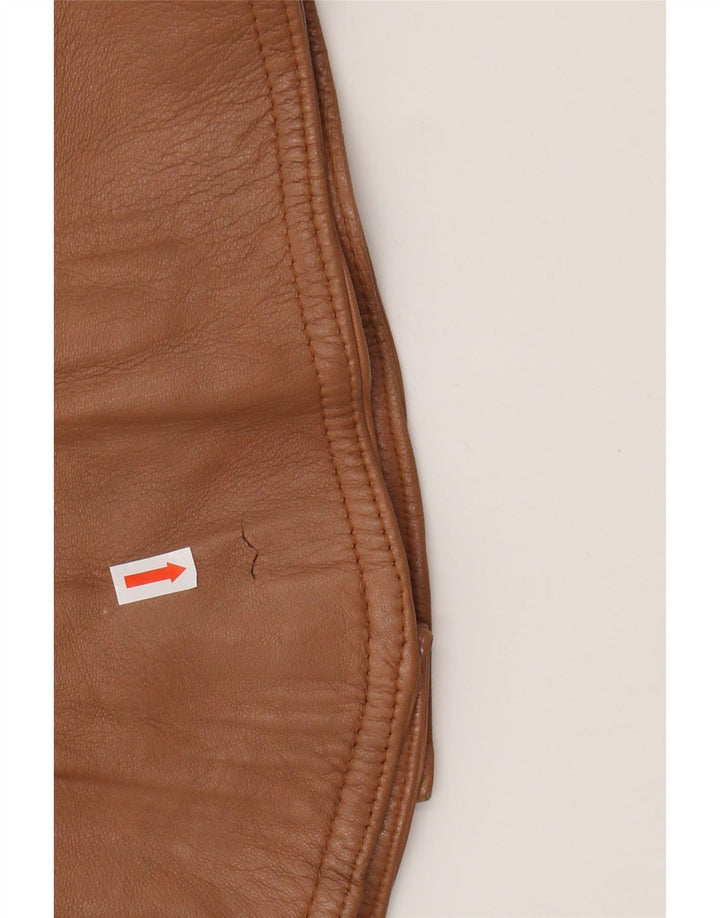 Винтажная женская кожаная куртка UK 14, кожа среднего коричневого цвета