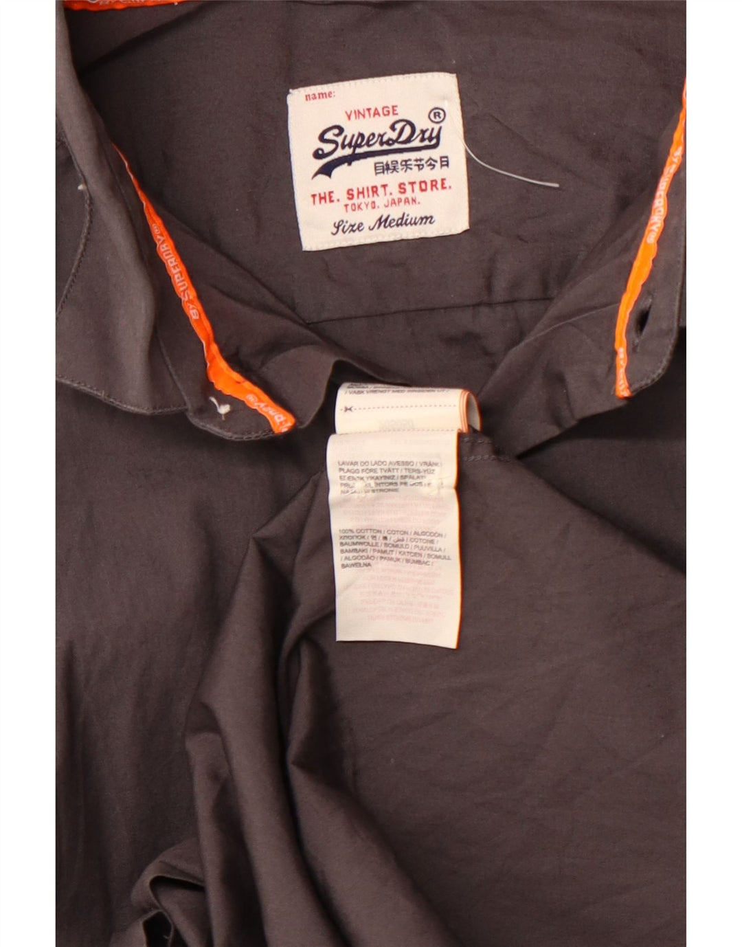 SUPERDRY Мужская рубашка из хлопка среднего серого цвета