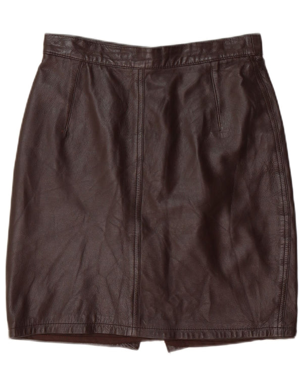 Юбка женская кожаная VINTAGE IT 44 Medium W28 Коричневая кожа