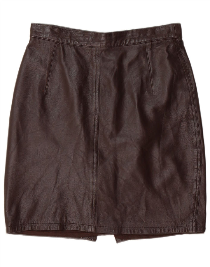 Юбка женская кожаная VINTAGE IT 44 Medium W28 Коричневая кожа