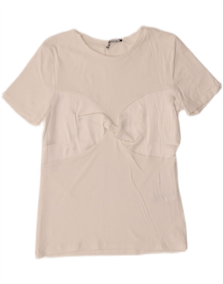 ZARA Womens T-Shirt Top UK 12 Medium White Cotton Vintage Zara and Second-Hand Zara from Messina Hembry 