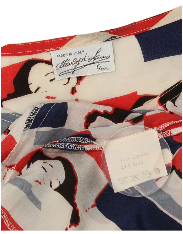 ВИНТАЖНАЯ женская блузка с рисунком, топ UK 18 XL, разноцветный ацетат