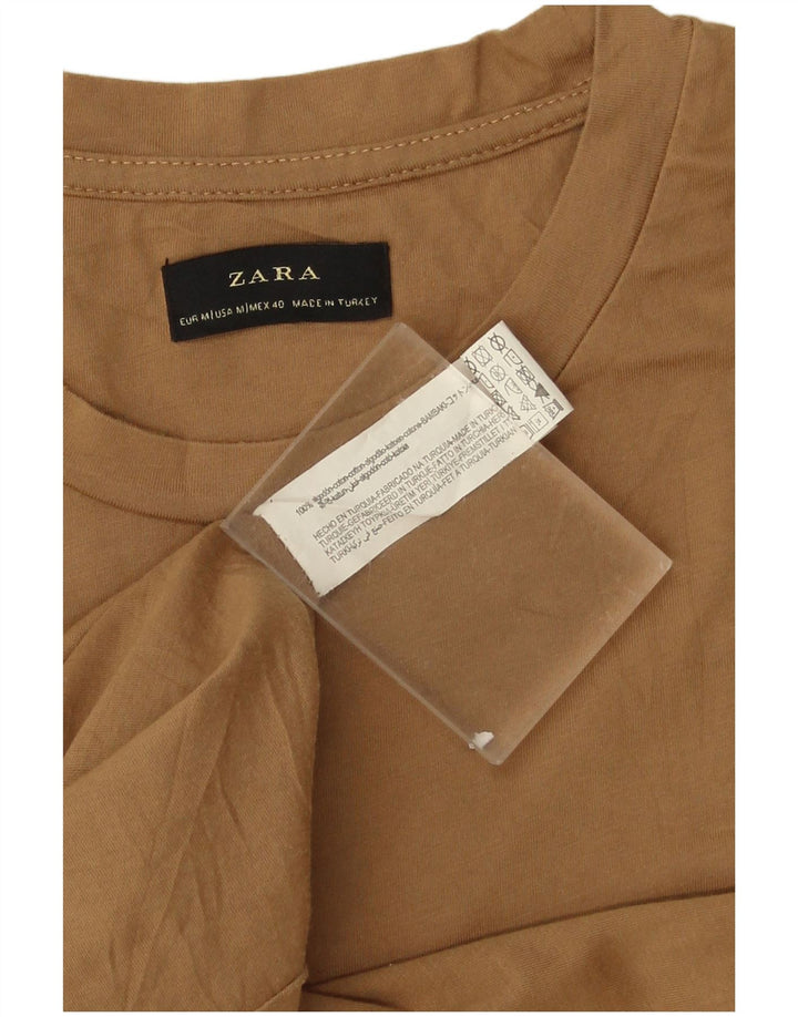 Мужская футболка Zara Top среднего бежевого цвета из хлопка