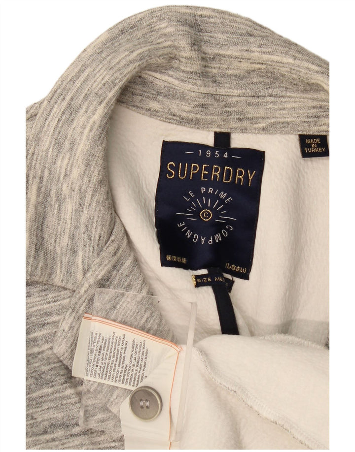 Женский пиджак на 1 пуговице Superdry UK 14, хлопок среднего серого цвета с крапинками