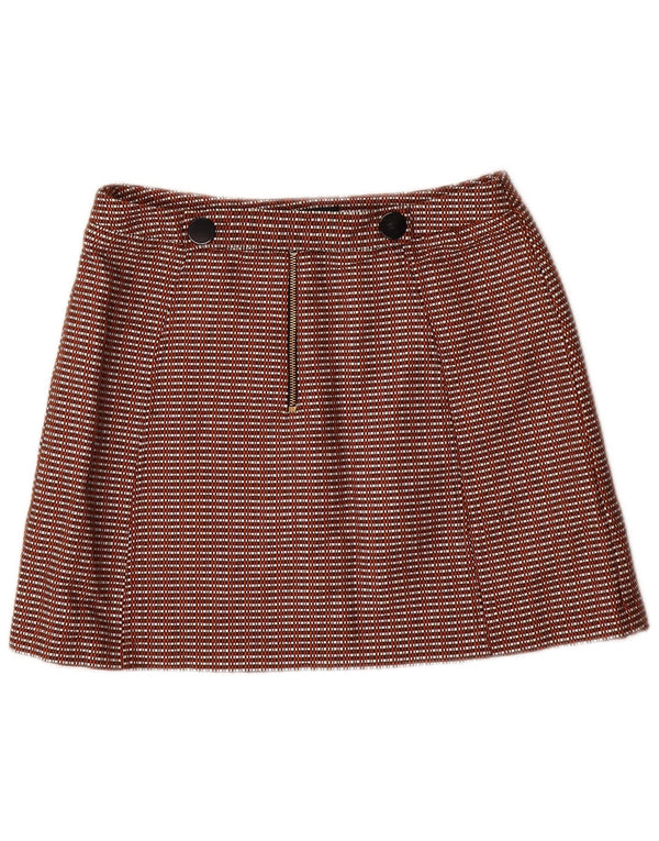TOPSHOP Женская мини-юбка UK 12 Medium W28 Коричневая хлопковая клетка