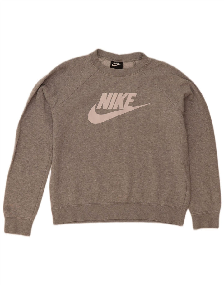 Женский джемпер оверсайз с графическим рисунком Nike UK 10, маленький серый в крапинку