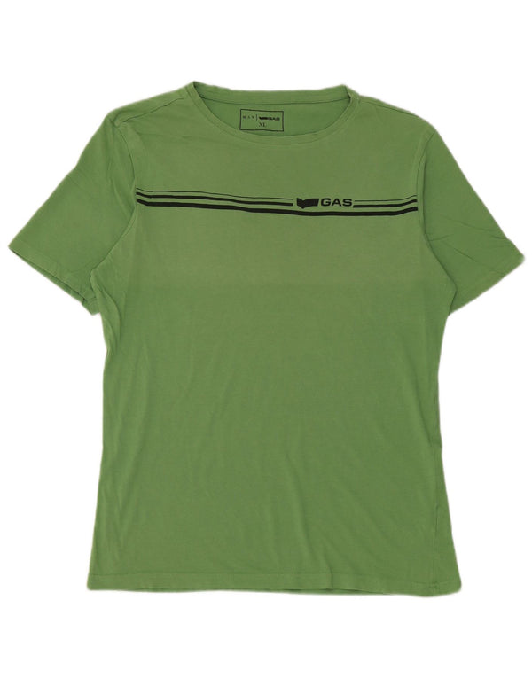 Мужская футболка Gas Top XL из хлопка в зеленую полоску