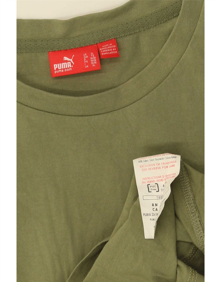 Мужской топ с рисунком Puma с длинным рукавом XL, зеленый хлопок
