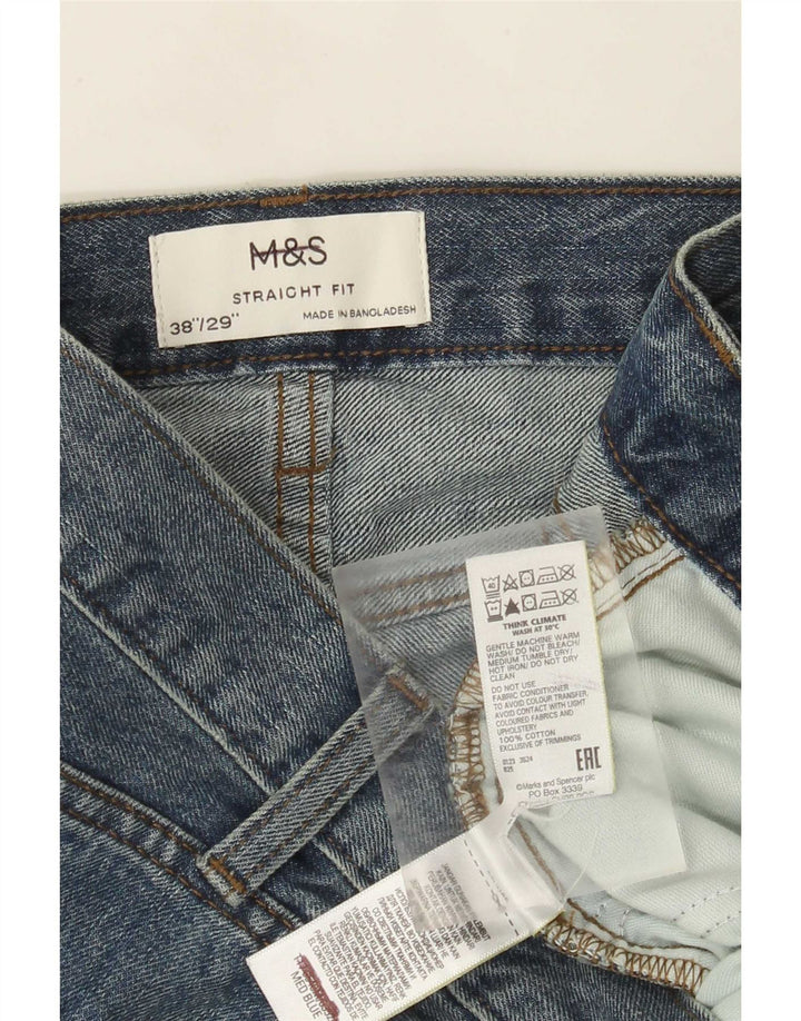Мужские прямые джинсы Marks & Spencer W38 L29 синие, хлопок