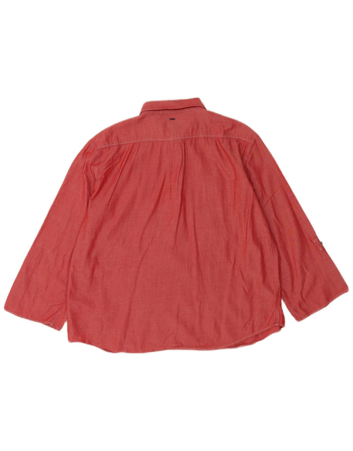 Женская пуловерная рубашка G-Star с рукавом 3/4, Великобритания, 18 XL, красный хлопок